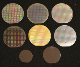 Historic 1970s - 1980s Silicon Wafers - 2 Inch,  3 Inch,  Plus Six 4 Inch Wafers