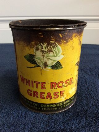 White Rose 1lb Grease Can Canadian Oil Companies Ltd Oil Can Rare Vintage
