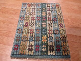 1x2 Tribal Geometric Natural Vegetable Dye Hand - Knotted Wool Rug 580967