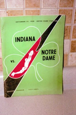 Notre Dame Vs.  Indiana 9/27/1958 Football Program