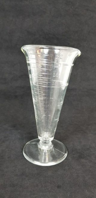 Vintage Lab Glass Footed Apothecary Measuring Cone Double Sided Pour