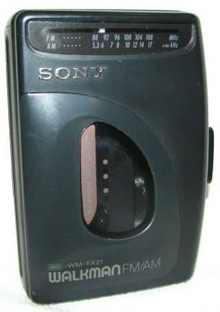 Vintage Sony Walkman Wm - Fx21 Cassette Player Am/fm Radio Needs Belt Drive