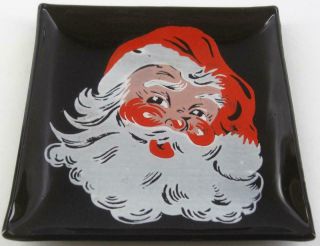 Vintage Christmas Santa Smoked Art Glass Houze Ashtray