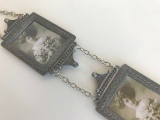 Vintage 3in1 photo frames metal pewter rectangle chain ornate accents 15 
