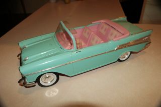 Vintage Barbie 57 Chevy Bel Air Convertible Car Mattel Turquoise & Pink 1988 Iob