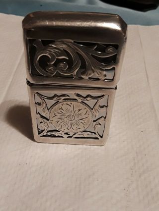 Rare Vintage Zippo Lighter With Sterling Silver Case.  No - Monogram.