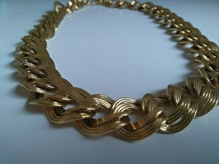 Vintage Signed Monet Chunky Gold Plated Linked Articulated Necklace 1980s