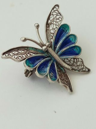 A Vintage 20s /30s Art Deco Silver & Enamel Butterfly Brooch