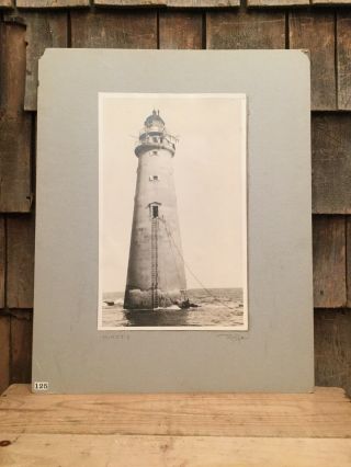 Antique Black & White Photograph Of Minots Lighthouse Massachusetts