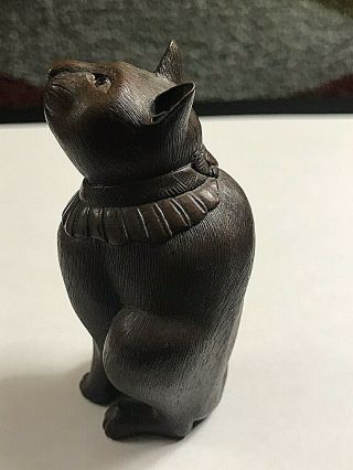 Antique Carved Wood Cat In A Rare Folk Art Sculpture Initialed S W D Gorgeous
