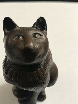 Antique Carved Wood Cat in a Rare Folk Art Sculpture Initialed S W D Gorgeous 2