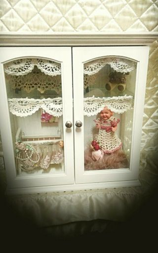 1930s 5 Inch Miniature Bisque Doll And Doll House