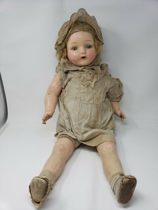 Large 28 " Antique Doll Toddler Composition Cloth Heavy American 18 - 1900s