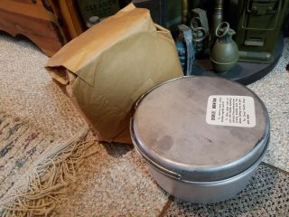 Vintage 1953 Us Military Korean War 3 Pc.  Cookset Mountain Unissued 2 Pots 1 Pan