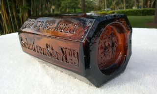 1800s Antique J.  A.  Gilka Bottle Crude Whittled Honey - Amber Color