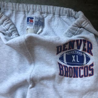 Mens Vintage 90s Russell Denver Broncos Team Issue Heather Gray Sweatpants Sz XL 2