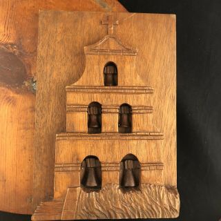 Vtg Wood Carved Mission San Diego Made In Mexico Signed J Pinal