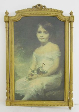 Vintage Canvas Print In Antique Victorian Eastlake Style Ornate Wood Frame 23x35