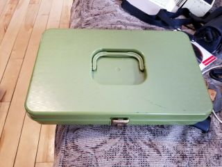 Vintage Mustard Green Wilson Wil - Hold Plastic Sewing Thread Box With Thread.
