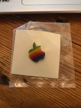 Apple Macintosh Computer Rainbow Logo Lapel Pin Pinback Vintage 1980’s