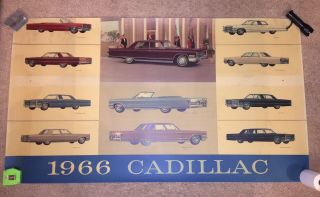 Vintage 1966 Cadillac Plastic Dealership Showroom Window Sign Poster Display