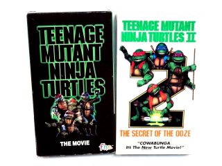 Vintage Pair Teenage Mutant Ninja Turtles Vhs Movies 1 & 2 1985 - 1991