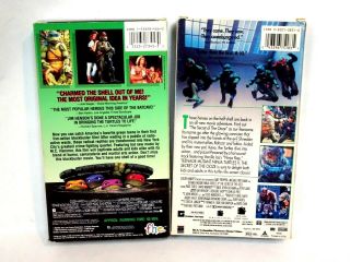Vintage Pair Teenage Mutant Ninja Turtles VHS Movies 1 & 2 1985 - 1991 2