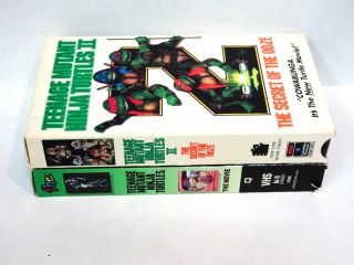 Vintage Pair Teenage Mutant Ninja Turtles VHS Movies 1 & 2 1985 - 1991 3