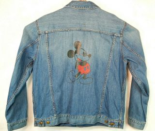 Vintage Walt Disney World Mickey Mouse Denim Jean Jacket Mens Xl Hipster Trucker