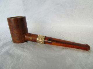 Antique Wdc Tobacco Pipe W/ Gold Band & Amber Stem