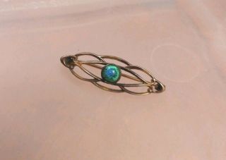 Vintage Peacock Glass Eye Pin Brooch Blue & Green Signed Crr