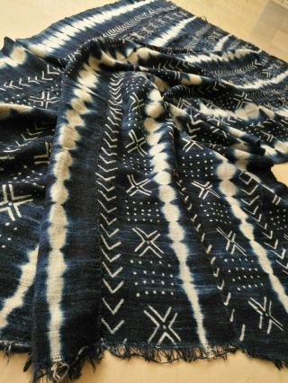 Soft Antique Handmade Bogolan Strip - Textile - Woven Mudcloth From Mali,  Dogon.