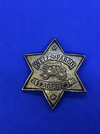 Vintage Wells Fargo Agent Badge Metal Brass Lapel Pin Star Wagon 868 - 24