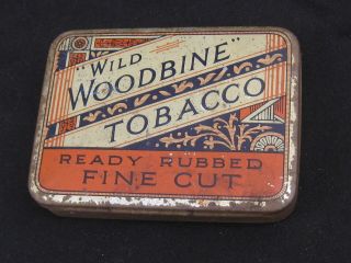 Old Tobacco Tin 1940s Wild Woodbine Tobacco Tin Vintage Tobacco Tin