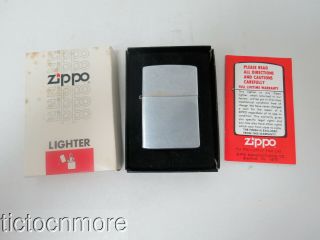 Vintage Zippo No.  200 Brush Finish Plain Cigarette Lighter D.  1974 & Box