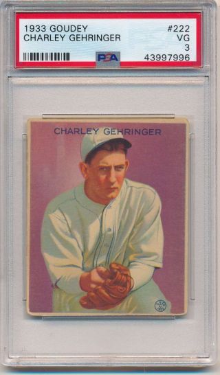1933 Goudey Charley Gehringer 222 Psa Vg 3 Detroit Tigers Hof P2381