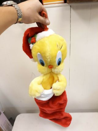 Vtg 24 " Looney Tunes Tweety Bird Plush Christmas Stocking Tm & Wb