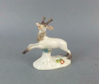 Antique Meissen Dresden Miniature Porcelain Figurine Of Deer