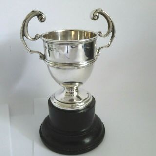 Vintage Hm 1924 Silver Twin Handle Trophy Cup Height 4.  25 Inch 39 Gram Gleaming