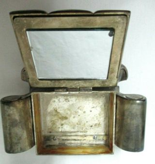 Vintage GODINGER Silver - plated Hinged SOFA Trinket Jewelry Box w/ Mirror 2