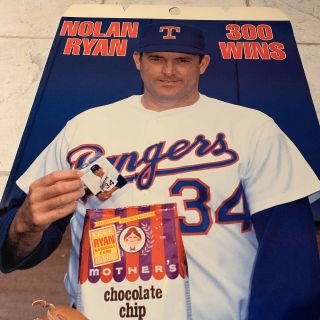 1991 Mothers Cookies Promotional Poster Nolan Ryan 300 Wins 18X31 Texas Rangers 2