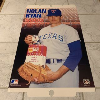 1990 Mothers Cookies Promotional Poster Nolan Ryan 5000 Strikeouts 18x31 Rangers