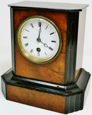 Small Antique French 19th Century 8 Day Walnut & Ebonised Timepiece Mantel Clock 3