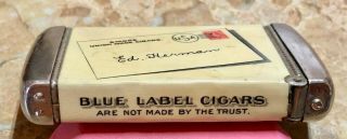 ANTIQUE CELLULOID MATCH SAFE/VESTA – “BE SURE TO CHECK FOR THE UNION LABEL 