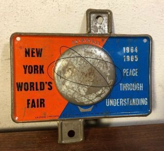 Vintage 1964 York Worlds Fair Tag License Plate Topper Sign