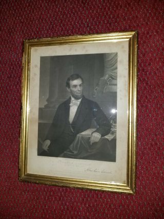 Old Antique Print of Abraham Lincoln Engraved by John Sartain 1864 3