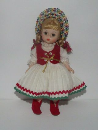 Vintage Madame Alexander 8 " Doll " Hungary " Blonde Red White Dress