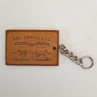 Vintage Key Chain Fob Leather Levi Strauss Co Tag Jeans Patch