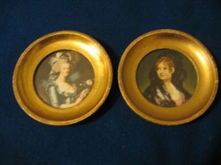 Italian Florentine Antiqued Picture With Gilt Frames Set Of 2