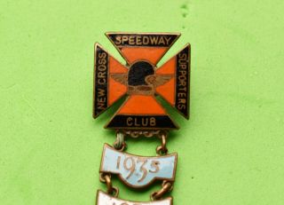 VINTAGE CROSS SPEEDWAY CLUB pin badge & year bars Motorcycle racing 3